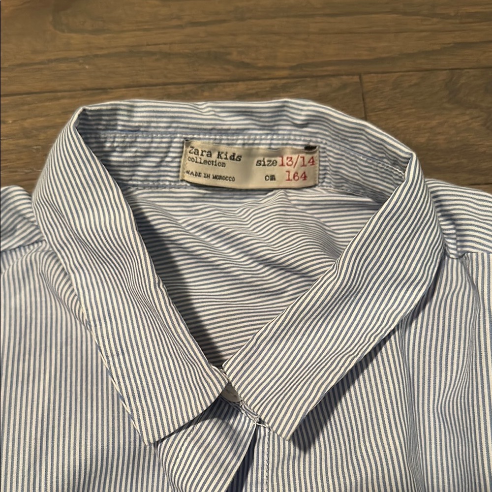 Zara Kids Blue and Yellow Striped Button Down Shirt - Picture 2 of 4